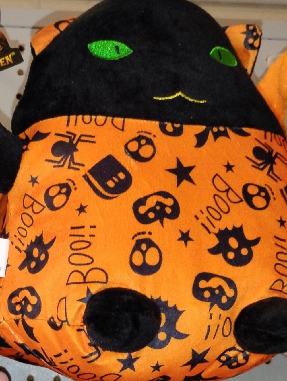 Kids Halloween Black Cat Plush Squishy  - Orange & Black